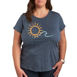 �A���u�����f�b�h ���f�B�[�X �g�b�v�X T�V���c �v���X�T�C�Y �O���t�B�b�N Unbranded Plus Brushstroke Sun And Wave Graphic Tee Heather Blue �w�U�[