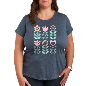 �A���u�����f�b�h ���f�B�[�X �g�b�v�X T�V���c �v���X�T�C�Y �O���t�B�b�N Unbranded Pluscandinavian Flowers Graphic Tee Heather Blue �w�U�[