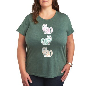 �A���u�����f�b�h ���f�B�[�X �g�b�v�X T�V���c �v���X�T�C�Y �O���t�B�b�N Unbranded Pluscandinavian Cats Graphic Tee Heather Green �w�U�[