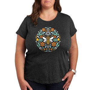 �A���u�����f�b�h ���f�B�[�X �g�b�v�X T�V���c �v���X�T�C�Y �O���t�B�b�N Unbranded Pluscandinavian Bee Circular Design Graphic Tee Heather Charcoal �`���R�[��