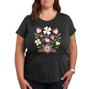 �A���u�����f�b�h ���f�B�[�X �g�b�v�X T�V���c �v���X�T�C�Y �O���t�B�b�N Unbranded Pluscandinavian Flower Cluster Graphic Tee Heather Charcoal �`���R�[��