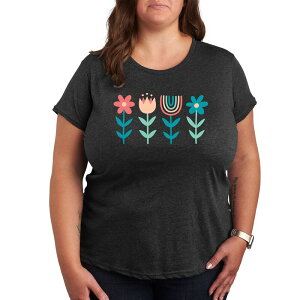 �A���u�����f�b�h ���f�B�[�X �g�b�v�X T�V���c �v���X�T�C�Y �O���t�B�b�N Unbranded Pluscandinavian Boho Flowers Graphic Tee Heather Charcoal �`���R�[��