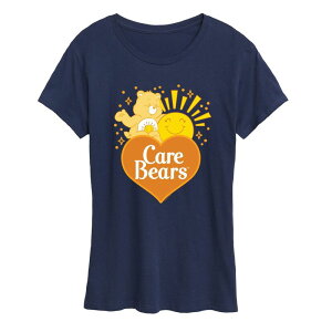 �A�j���L�����N�^�[ ���f�B�[�X �g�b�v�X T�V���c ���S �O���t�B�b�N Licensed Character Women's Care Bears Funshine Logo Graphic Tee Navy �l�C�r�[