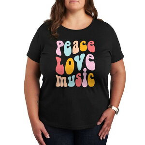 �A���u�����f�b�h ���f�B�[�X �g�b�v�X T�V���c �v���X�T�C�Y �O���t�B�b�N Unbranded Plus Peace Love Music Distressed Graphic Tee Black �u���b�N
