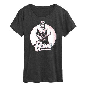 �A�j���L�����N�^�[ ���f�B�[�X �g�b�v�X T�V���c �O���t�B�b�N Licensed Character Women's Bowie Distressed Circle Graphic Tee Heather Charcoal �`���R�[��