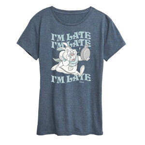 �f�B�Y�j�[ ���f�B�[�X �g�b�v�X T�V���c �O���t�B�b�N Disney's Alice in Wonderland White Rabbit Women's I'm Late Graphic Tee Heather Blue �w�U�[