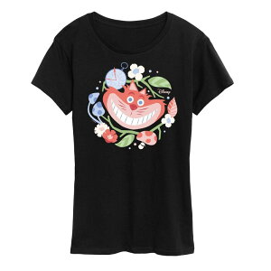 �f�B�Y�j�[ ���f�B�[�X �g�b�v�X T�V���c �O���t�B�b�N Disney's Alice in Wonderland Cheshire Cat Women's Circle Graphic Tee Black �u���b�N