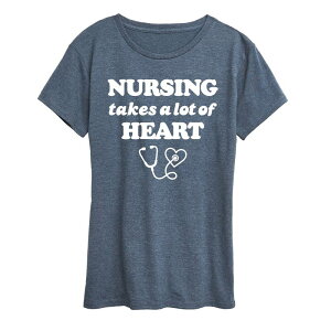 �A���u�����f�b�h ���f�B�[�X �g�b�v�X T�V���c �O���t�B�b�N Unbranded Women's Nursing Takes A Lot Of Heart Graphic Tee Heather Blue �w�U�[