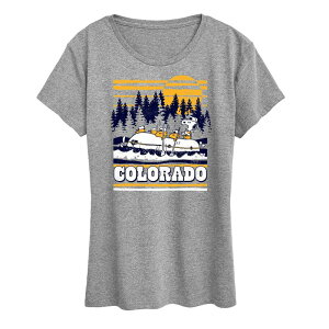 �A�j���L�����N�^�[ ���f�B�[�X �g�b�v�X T�V���c �O���t�B�b�N Licensed Character Women's Peanutsnoopy & Woodstock Colorado Raftingraphic Tee Heather Gray �O���[