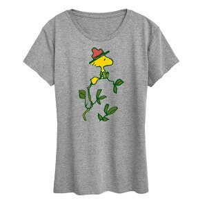 �A�j���L�����N�^�[ ���f�B�[�X �g�b�v�X T�V���c �O���t�B�b�N Licensed Character Women's Peanuts Woodstock Branch Graphic Tee Heather Gray �O���[