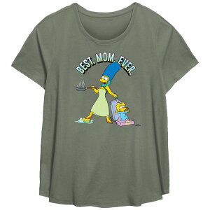 �A�j���L�����N�^�[ ���f�B�[�X �g�b�v�X T�V���c �v���X�T�C�Y �O���t�B�b�N Licensed Character Plusize The Simpsons Best Mom Ever Scoop Hem Flowy Graphic Tee Sage �Z�[�W