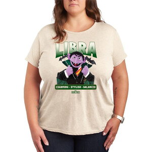 �A�j���L�����N�^�[ ���f�B�[�X �g�b�v�X T�V���c �v���X�T�C�Y �O���t�B�b�N Licensed Character Plusize Women'sesame Street Count Von Count Short Sleeve Graphic Tee Beige �x�[�W��