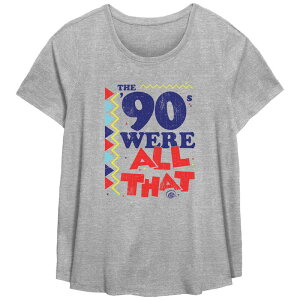 �j�R���f�I�� ���f�B�[�X �g�b�v�X T�V���c �v���X�T�C�Y �O���t�B�b�N Plusize Nickelodeon The 90's Were All That Scoop Hem Flow Graphic Tee Heather Gray �O���[