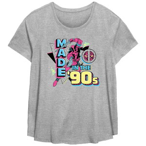 �}�[�x�� ���f�B�[�X �g�b�v�X T�V���c �v���X�T�C�Y �O���t�B�b�N Plusize Marvel Deadpool Made In The 90's Graphic Tee Heather Gray �O���[