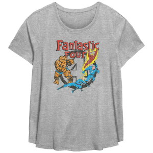 �}�[�x�� ���f�B�[�X �g�b�v�X T�V���c ���B���e�[�W �v���X�T�C�Y �O���t�B�b�N Plusize Marvel Fantastic Four Vintage Poster Graphic Tee Heather Gray �O���[