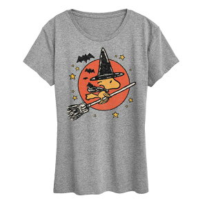 �A�j���L�����N�^�[ ���f�B�[�X �g�b�v�X T�V���c �O���t�B�b�N Licensed Character Women's Peanuts Woodstock Witch Graphic Tee Heather Gray �O���[