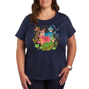 �f�B�Y�j�[ ���f�B�[�X �g�b�v�X T�V���c �v���X�T�C�Y �O���t�B�b�N Disney'sleeping Beauty Fairy Godmothers Plusize Graphic Tee Navy �l�C�r�[