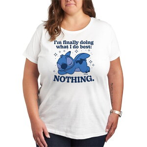�f�B�Y�j�[ ���f�B�[�X �g�b�v�X T�V���c �v���X�T�C�Y �O���t�B�b�N Plusize Disney's Lilo & Stitch I'm Finally Doing What I Do Best Nothingraphic Tee White �z���C�g