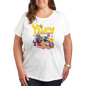 �A�j���L�����N�^�[ ���f�B�[�X �g�b�v�X T�V���c �v���X�T�C�Y �O���t�B�b�N Licensed Character Plusize The Beatles Yellow Submarine Graphic Tee White �z���C�g
