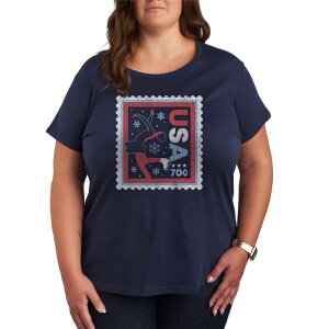 �A�j���L�����N�^�[ ���f�B�[�X �g�b�v�X T�V���c �v���X�T�C�Y �O���t�B�b�N Licensed Character Plusize Women's Plus Figure Skater USA Stamp Distressed Graphic Tee Navy �l�C�r�[