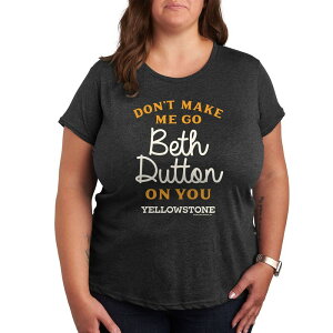 �A�j���L�����N�^�[ ���f�B�[�X �g�b�v�X T�V���c �v���X�T�C�Y �O���t�B�b�N Licensed Character Plus Yellowstone Go Beth Dutton Graphic Tee Heather Charcoal �`���R�[��