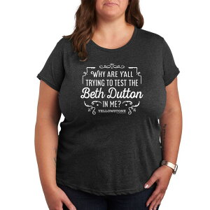 �A�j���L�����N�^�[ ���f�B�[�X �g�b�v�X T�V���c �v���X�T�C�Y �O���t�B�b�N Licensed Character Plus Yellowstone Trying To Test Graphic Tee Heather Charcoal �`���R�[��