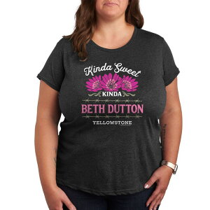 �A�j���L�����N�^�[ ���f�B�[�X �g�b�v�X T�V���c �v���X�T�C�Y �O���t�B�b�N Licensed Character Plus Yellowstone Kinda Beth Dutton Graphic Tee Heather Charcoal �`���R�[��