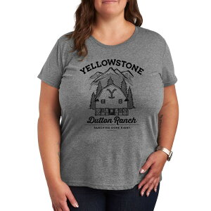 �A�j���L�����N�^�[ ���f�B�[�X �g�b�v�X T�V���c �v���X�T�C�Y �O���t�B�b�N Licensed Character Plus Yellowstone Dutton Ranch Graphic Tee Heather Gray �O���[