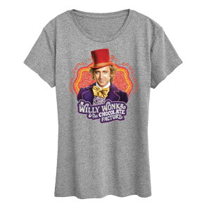 �A�j���L�����N�^�[ ���f�B�[�X �g�b�v�X T�V���c �O���t�B�b�N Licensed Character Women's Willy Wonkand the Chocolate Factory Willy Wonka Graphic Tee Heather Grey �O���[