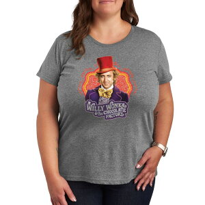 �A�j���L�����N�^�[ ���f�B�[�X �g�b�v�X T�V���c �v���X�T�C�Y �O���t�B�b�N Licensed Character Plus Willy Wonkand the Chocolate Factory Willy Wonka Graphic Tee Heather Grey �O���[