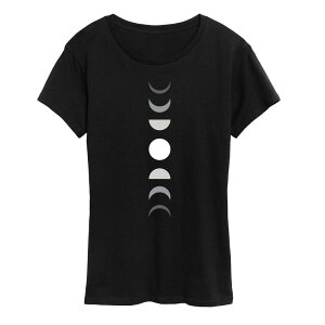 �A�j���L�����N�^�[ ���f�B�[�X �g�b�v�X T�V���c ���m�N�� �O���t�B�b�N Licensed Character Women's Monochrome Moon Phases Graphic Tee Black �u���b�N