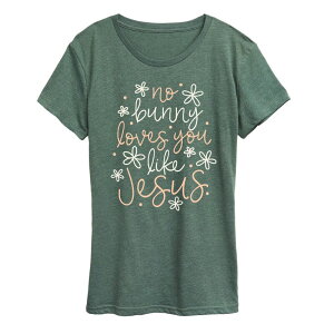 �A�j���L�����N�^�[ ���f�B�[�X �g�b�v�X T�V���c �O���t�B�b�N Licensed Character Women's No Bunny Loves You Like Jesus Graphic Tee Heather Juniper �w�U�[
