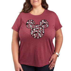 �f�B�Y�j�[ ���f�B�[�X �g�b�v�X T�V���c �v���X�T�C�Y �O���t�B�b�N Disney's Mickey Mouse Plus Meta Graphic Tee Heather Dark Red �w�U�[