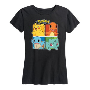 �A�j���L�����N�^�[ ���f�B�[�X �g�b�v�X T�V���c �v���X�T�C�Y �O���t�B�b�N Licensed Character Plus Pokemon Partner Squares Graphic Tee Black �u���b�N