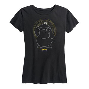 �A�j���L�����N�^�[ ���f�B�[�X �g�b�v�X T�V���c �v���X�T�C�Y �O���t�B�b�N Licensed Character Plus Pokemon Psyduck Spiral Graphic Tee Black �u���b�N