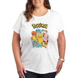 �A�j���L�����N�^�[ ���f�B�[�X �g�b�v�X T�V���c �v���X�T�C�Y �O���t�B�b�N Licensed Character Plus Pokemon Character Group Graphic Tee White �z���C�g
