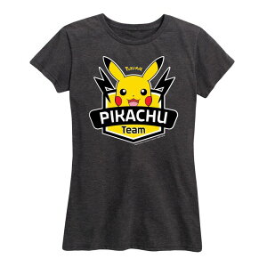 �A�j���L�����N�^�[ ���f�B�[�X �g�b�v�X T�V���c �O���t�B�b�N Licensed Character Women's Pokemon Team Pikachu Graphic Tee Heather Charcoal �`���R�[��