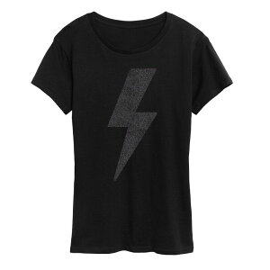 �A�j���L�����N�^�[ ���f�B�[�X �g�b�v�X T�V���c �O���t�B�b�N Licensed Character Women's Lightning Bolt Sparkle Graphic Tee Black �u���b�N