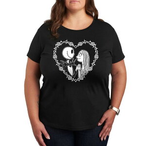 �f�B�Y�j�[ ���f�B�[�X �g�b�v�X T�V���c �v���X�T�C�Y �O���t�B�b�N Disney's The Nightmare Before Christmas Plus Jack & Sally Heart Graphic Tee Black �u���b�N