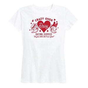 �f�B�Y�j�[ ���f�B�[�X �g�b�v�X T�V���c �O���t�B�b�N Disney's Donald & Daisy Duck Women's Crazy Over Daisy Graphic Tee White �z���C�g