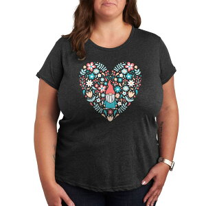 �A�j���L�����N�^�[ ���f�B�[�X �g�b�v�X T�V���c �v���X�T�C�Y �O���t�B�b�N Licensed Character Pluscandinavian Heart Gnome Graphic Tee Heather Charcoal �`���R�[��