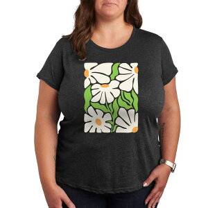 �A�j���L�����N�^�[ ���f�B�[�X �g�b�v�X T�V���c �v���X�T�C�Y �O���t�B�b�N Licensed Character Plusize Deco Flowers Graphic Tee Heather Charcoal �`���R�[��