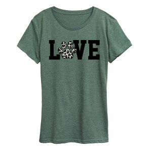 �A�j���L�����N�^�[ ���f�B�[�X �g�b�v�X T�V���c �v�����g �O���t�B�b�N Licensed Character Women's Love Pawprint Snow Leopard Graphic Tee Heather Green �w�U�[