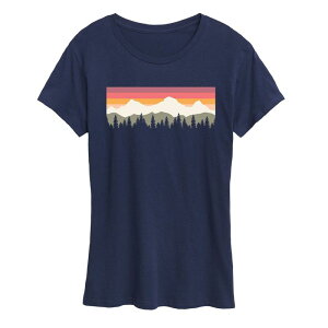 �A�j���L�����N�^�[ ���f�B�[�X �g�b�v�X T�V���c �O���t�B�b�N Licensed Character Women's Muted Sunset Mountain Scene Graphic Tee Navy �l�C�r�[