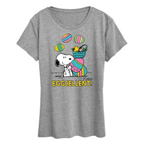 �A�j���L�����N�^�[ ���f�B�[�X �g�b�v�X T�V���c �O���t�B�b�N Licensed Character Women's Peanutsnoopy & Woodstock Eggcellent Graphic Tee Heather Gray �O���[