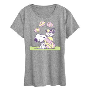 �A�j���L�����N�^�[ ���f�B�[�X �g�b�v�X T�V���c �O���t�B�b�N Licensed Character Women's Peanutsnoopy & Woodstock Easter Graphic Tee Heather Gray �O���[