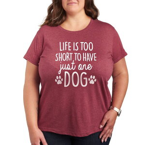�A�j���L�����N�^�[ ���f�B�[�X �g�b�v�X T�V���c �v���X�T�C�Y �O���t�B�b�N Licensed Character Plus Life Too Short Just One Dographic Tee Heather Dark Red �w�U�[