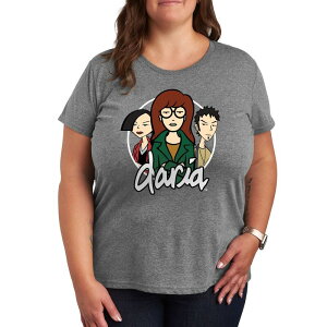 �A�j���L�����N�^�[ ���f�B�[�X �g�b�v�X T�V���c �v���X�T�C�Y �O���t�B�b�N Licensed Character Plus Daria Jane Trent Graphic Tee Heather Gray �O���[