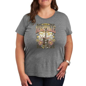 �y���������z �A�j���L�����N�^�[ ���f�B�[�X T�V���c �g�b�v�X Plus Nashville Music Poster Graphic Tee Heather Gray