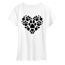 アニメキャラクター レディース トップス Tシャツ プリント グラフィック Licensed Character Women's Pawprint Heart Graphic Tee White ホワイト